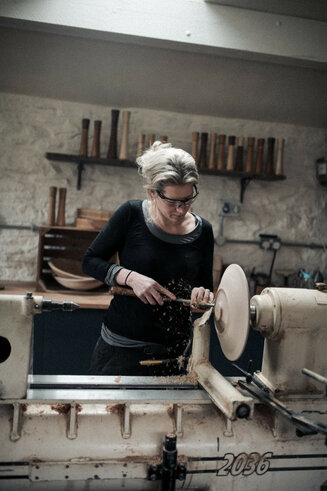 At the lathe