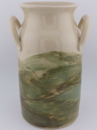 Large slipware milk churn vase