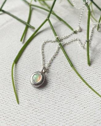 Opal silver pendant