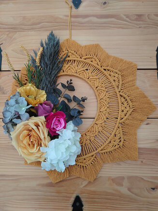 Spring Welcome - asymmetrical wreath / wall hanging