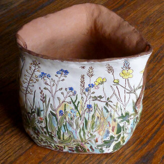 Large triangular pot - meadow flowers