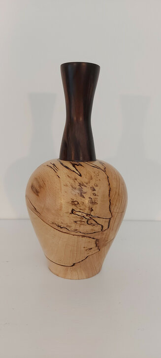Spalted Beech & Ebony Hollow Form