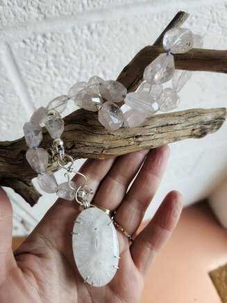 Solar Quartz and Morganite Necklace