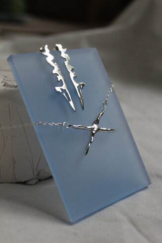 TAG earrings & X necklace