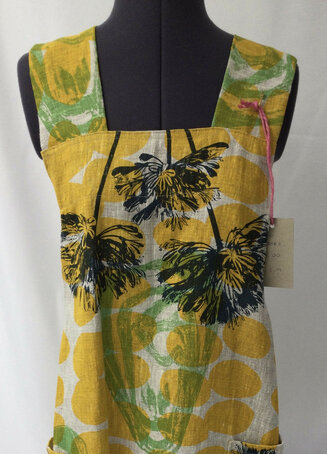 Handprinted linen pinafore