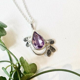 Amethyst sterling silver pendant