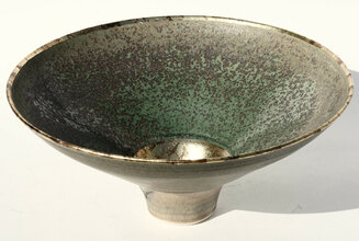 Copper glazed bowl with gold leaf
