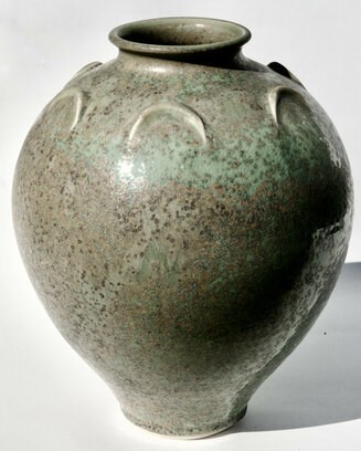 Copper glazed vase with lugs