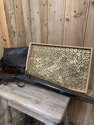 Tray with shot gun cartridges