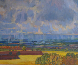 Vast Landscape Clouds Clearing,early evening light, black mountains