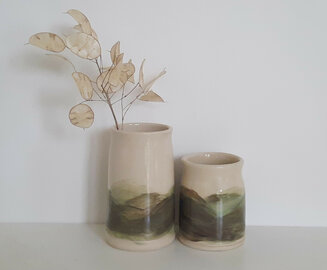 Pair slipware vases