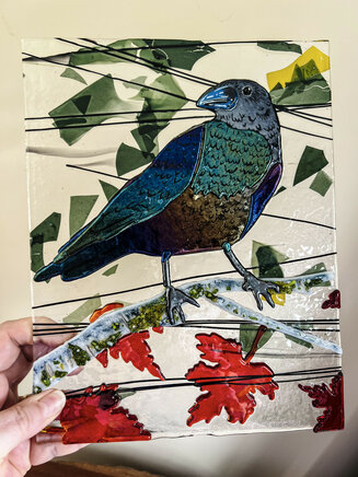 Valley of the Crow - Glass Panel on Metal Stand