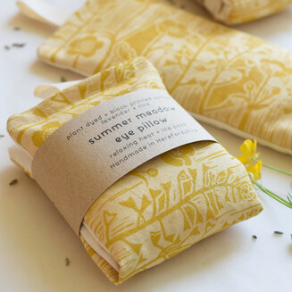 Unique gift ideas - hand printed cotton Eye Pillows