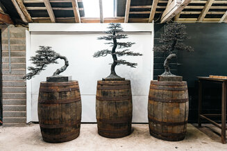 Trio of large sculpture in the workshop