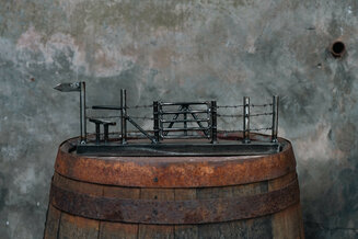 Handcrafted gated fence sculpture - opening gate also available