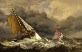 sailing ships on a rough sea