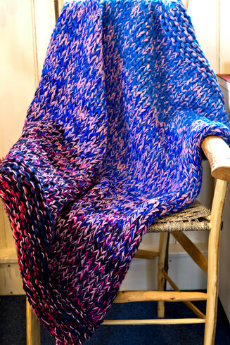 Giant needles knitted blanket