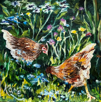 Hens in the garden