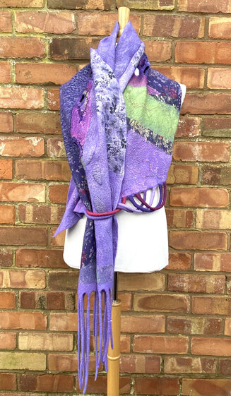Nuno felted Art Scarf “Lilac Belle”