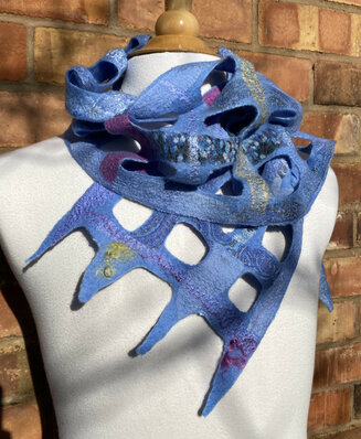 Nuno felted lattice art scarf