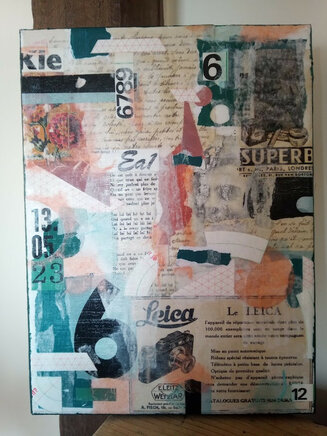 Le k(c)le de son coeur - vintage collage on canvas 22.5 x 30 cm