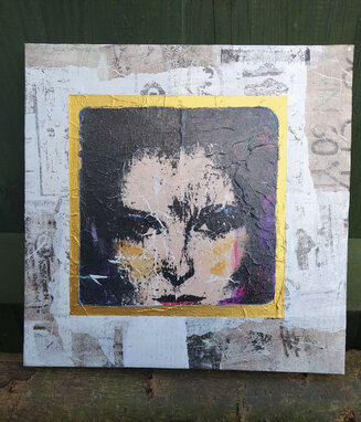 Vintage Vogue - Gel print and acrylic on canvas 24.5 x 24.5 cm