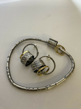 Etched bangle & earrings
