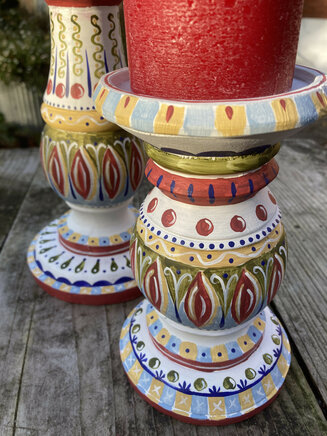 Hand decorated candlesticks