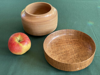 Beech and tiger-stripe oak bowls