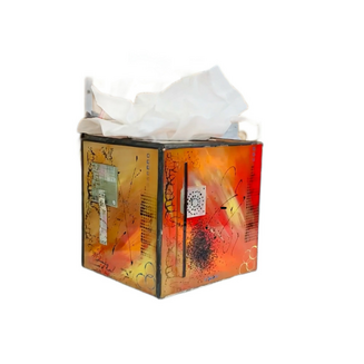 Textured Abstract Glass Tissue Box Cover