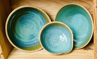 Stoneware bowls Aqua