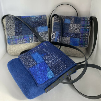 Handmade unique wet felted bags