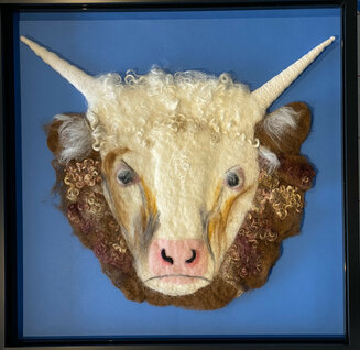 Hereford Bull - wet and needle felted picture