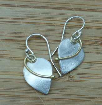 Gold Swirl and Silver Earrings
