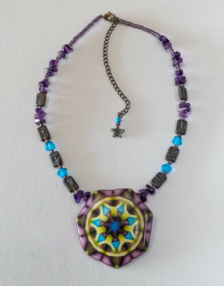 Necklace with polymer clay focal piece