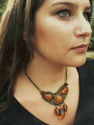 Baltic Amber and glass necklace