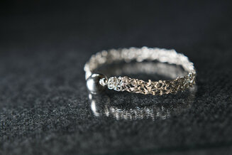 Silver knitted bracelet