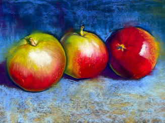 Three Apples on Blue
