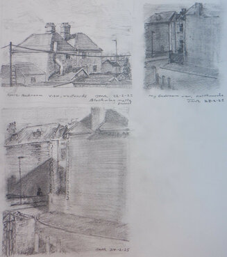 Tonal sketches (size: approx.6" by 4") bedroom view