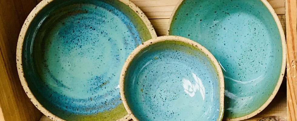 Stoneware bowls Aqua